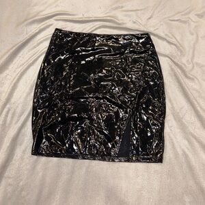 Black Vinyl Shiny Skirt